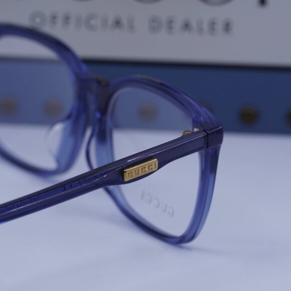 Gucci GG0333OA 003 Rectangle Eyeglasses - Transparent Blue 55mm - Picture 8 of 10